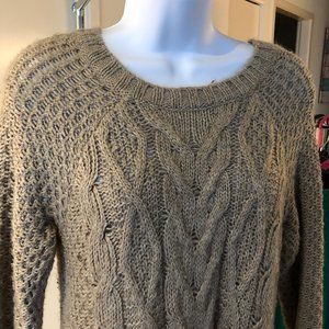 The Limited // Tan Sweater w/Velvet Back Tie